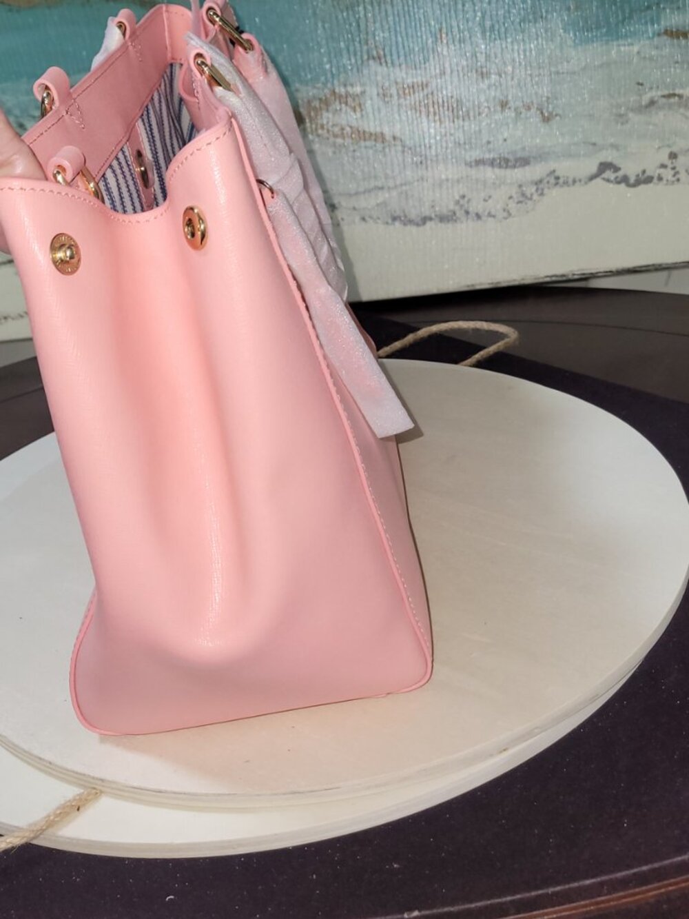 Dooney & Bourke  Pink (Bubble Gum) Saffiano Leather Satchel  [Item #HL13] - Picture 3 of 16